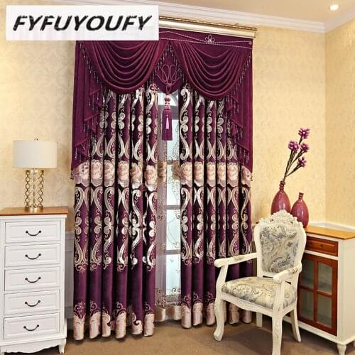 European Luxury Curtains For Living Room Embroidery Thick Window Drapes Balcony Bedroom Custom Size