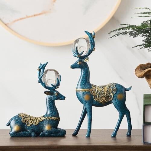 Animal Figurines Home Decoration Accessories For Living Room Deer Statues Office Desk Decor Resin Sculpture Abstract Decor Gifts
