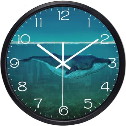 Whale And City Under The Sea Creative Design Wall Clock Environmental Protection Clock