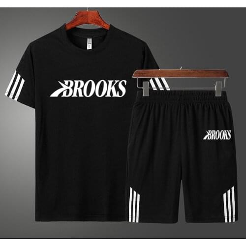 Summer New Mens Casual Sports Suit Sports Short Sleeve + Sports Shorts 2-piece Quick-drying Breathable Fitness Running T-shirt