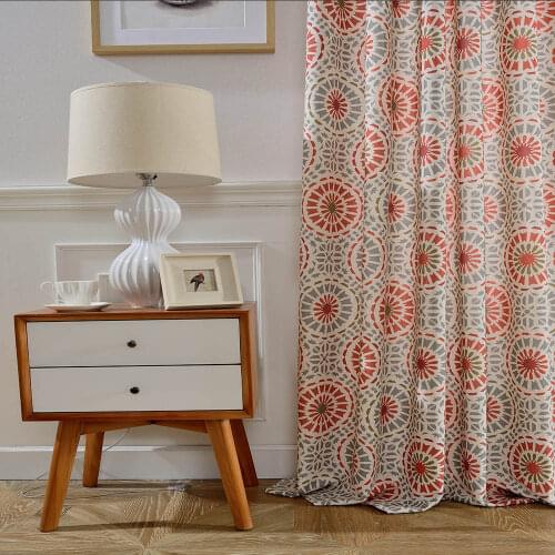 Linen Semi-blackout Curtain Tulle for Living Room Kitchen Red Fireworks Window Curtains