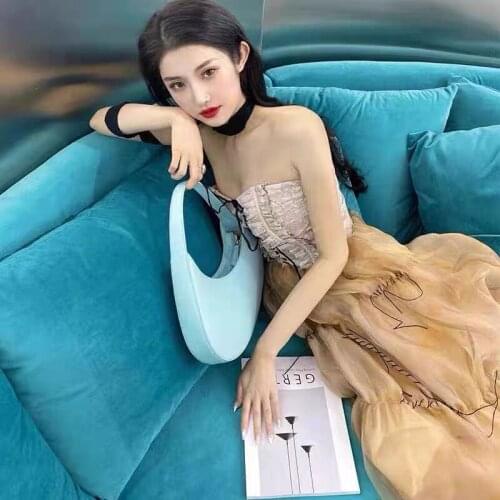 HFF Strapless dress fashion French retro gentle Hepburn wrap skirt womens skirt Girls' dress party sexy dresses