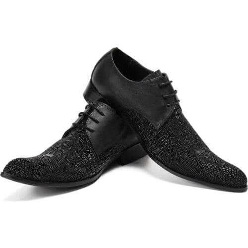 Fashion High-grade luxurious men black crocodile patent leather and mens Prom and Banquet handmade loafers male dress flats