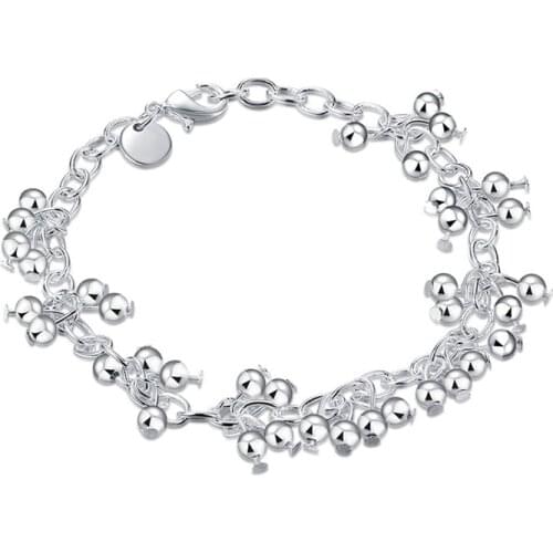 Fashion 925 Silver Grape Beaded Bracelet Girls Gift Women Fine Charm Jewelry Gift
