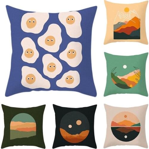 Nordic Pillowcase Sunrise Pattern Cushion Covers Sofa Soft Throw Pillow Covers Skin-friendly Breathable Household Cushion Case