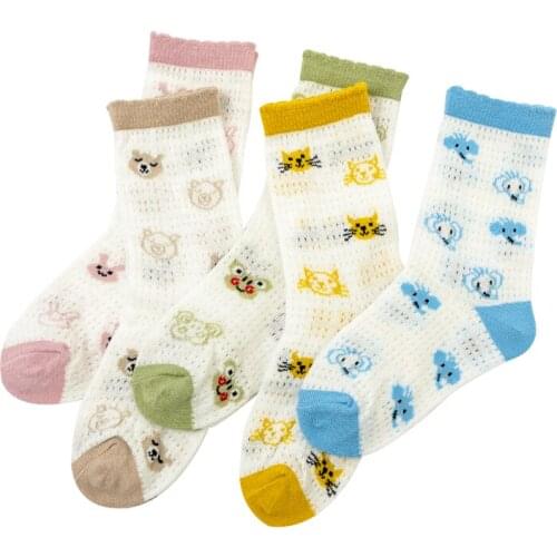 10Pieces/5Pairs Summer New Animal Kingdom Thin Mesh Breathable Baby Socks for Boys and Girls