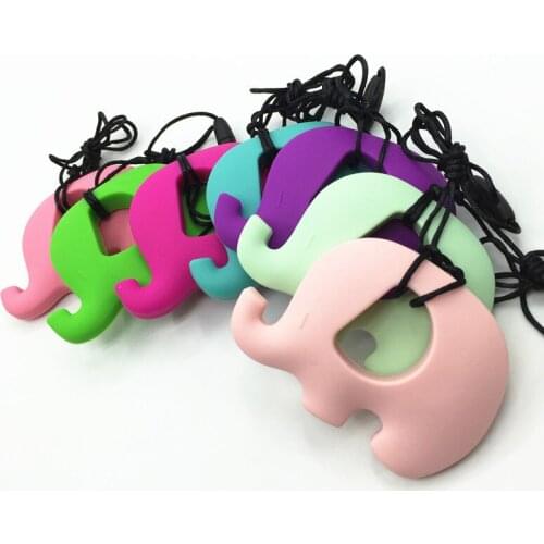 New 100 pcs/lot, wholesale lot. Teething, chewing silicone food grade pendant necklace, elephant. * Included silk cord/clasp