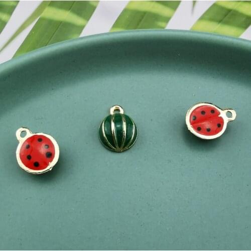10pcs Fruit Watermelon Enamel Metal Charms Mini Half A Watermelon Pendant For Jewelry Make Fashion Earring Bracelet Floating