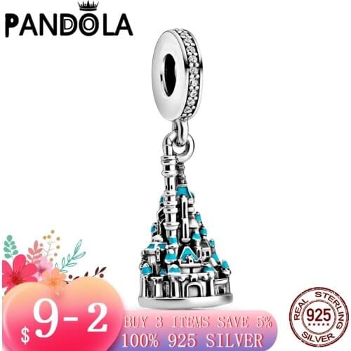 Real 925 Sterling Silver Hong Kong Land Castle Dangle Charms Beads Fit Original Pandora Bracelets For Women DIY Jewelry Gift