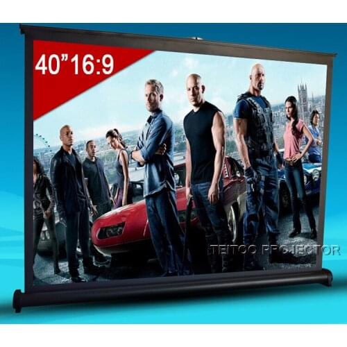 40" 16:9 Portable Fast Fold Pull-down White Plastic Material Table Projection Screen Curtain for Home Theater Outdoor Display