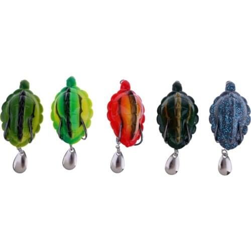 5Pcs Bass Soft Fishing Lures Silicone 6cm/13g Floating Tortoise Hook Baits