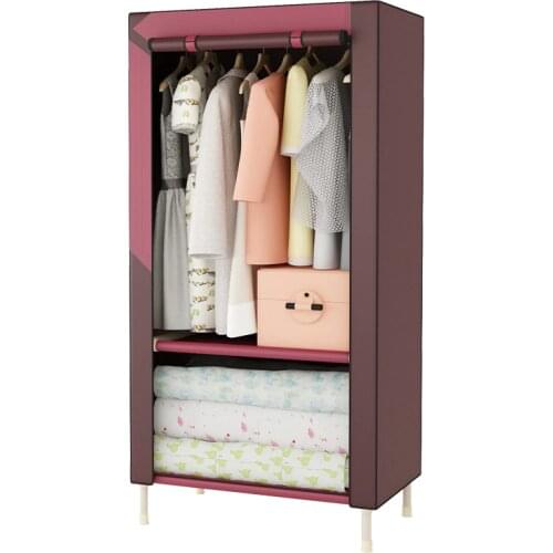 Simple wardrobe 25mm steel tube thick thickening reinforcement assembly cloth wardrobe folding single fabric wardrobe