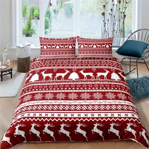 Luxury 3D Christmas Elk Print Kids Teen Bedding Sets Comfortable Bohemia Duvet Cover Pillowcase Home Textile Queen and King Size