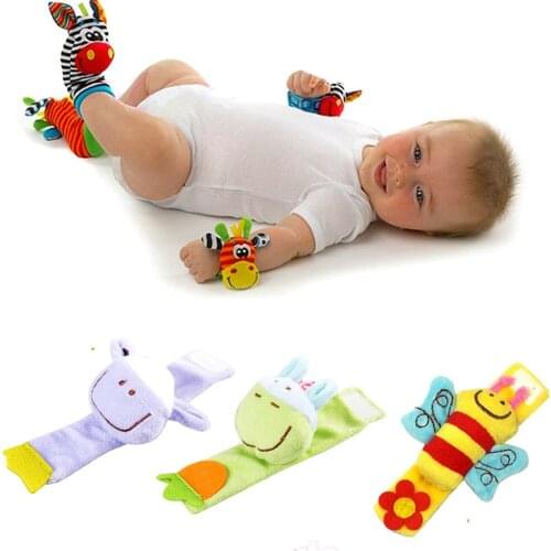 Cute Baby Toys Baby Hand Rattles Infant Stroller Bed Hanging Doll Animal Baby Rattles Toys