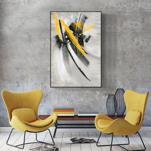 Modern Abstract Art Yellow Canvas Painting Poster Print Wall Art Picture For Living Room Home Decor Wall Decoration Frameless