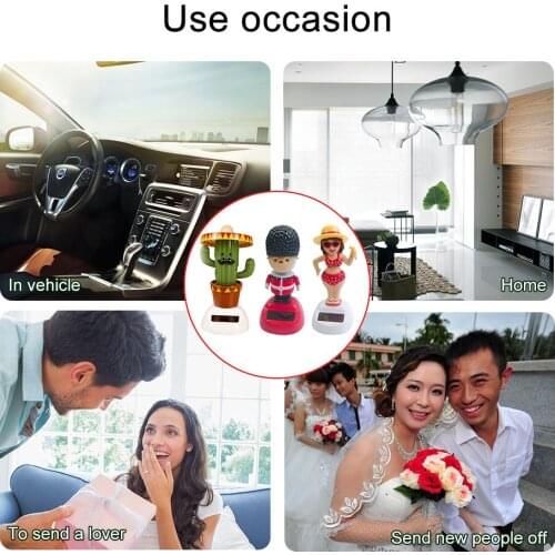 3pcs Shake Dancing Doll Birthday ABS Desk Ornaments Gift Toy Office Swinging Animated Car Decoration Bobble Solar Powered Home