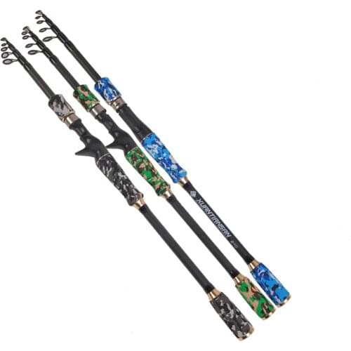 Carbon Telescopic Fishing Rods 1.8m 2.1m 2.4m 2.7m 3.0m Power H Baitcasting Travel Spinning Rod