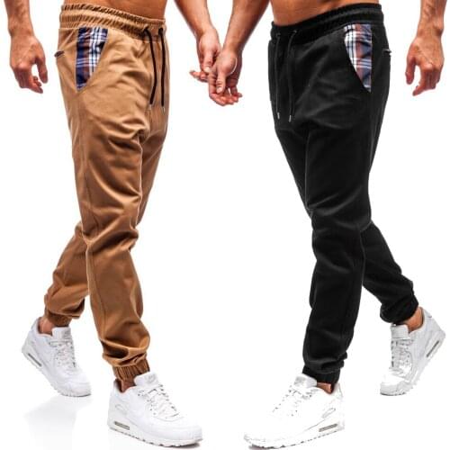 Outdoor 2019 Summer mens tether elastic belt pants Pants decorative lattice loose casual joggers Running hip hop track pants