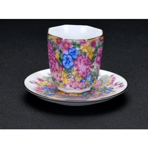 NEWYEARNEW 1piece Ceramic Tea Cup Tureen Color Enamel Chinese Style High Quality Tableware Set Accessories Business Gift