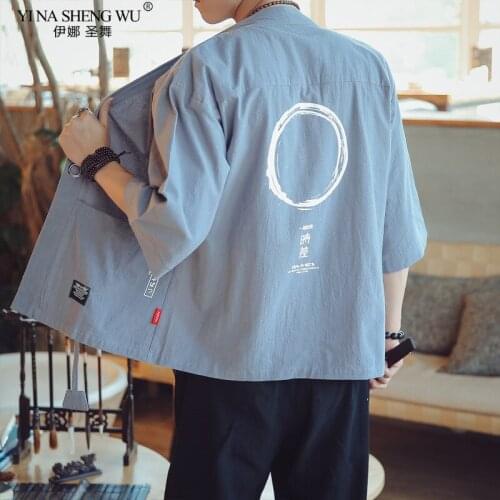 Yukata Men Kimono Cardigan Men Japanese Kimonos Top Coat Kimono Cosplay Costume Print Asian Clothes Summer Beach Casual Shirts