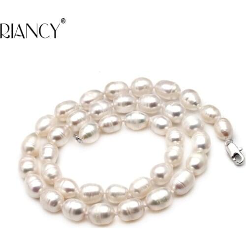 Natural Pearl Necklace wholesale Freshwater Pearl Necklace Female 40cm 45cm 50cm 55cm 60cm Rice Pearl necklace for Mother