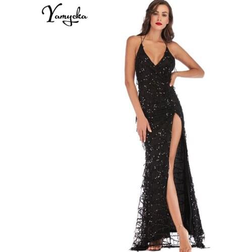 Sexy Black Gold Sequin Summer Dress women christmas bandage maxi party dress elegant bodycon Night club long dresses vestido New