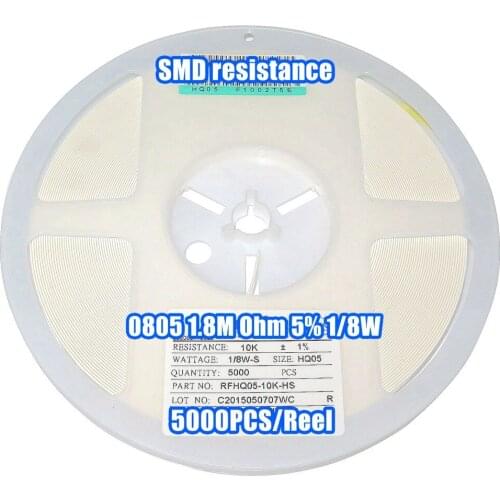 1 Reel 0805 1.8M 1.8M Ohm 5% 1/8W SMD Resistance 5000PCS/Reel