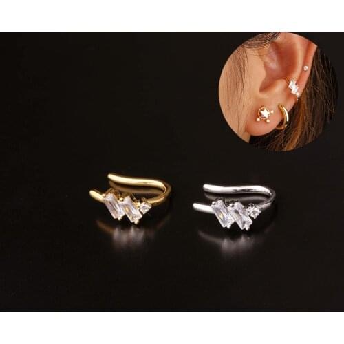 1PC New Fashion CZ Ear Cuff Zircon Non Piercing Ear Conch Tragus Helix Piercing Jewelry Earring
