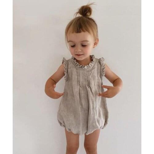 2021 Spring Baby Bodysuit Korean Cotton Linen Sleeveless Girl Bodysuit
