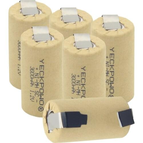 3000mAh NIMH akkus sub C battery SC batteries 1.2V soldering tape rechargeable akkumulator welding tabs for electric drills
