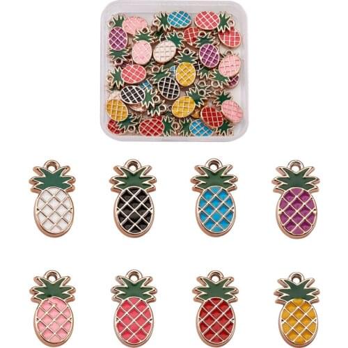 32Pcs Mixed Colors Alloy Enamel Pineapple Pendants Charms For Necklace Bracelet Earring Dangles DIY Jewelry Making Accessories