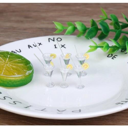 6Pcs 1:12 Dollhouse Miniature Lemon Juice Cups Dolls Kitchen Drink Accessories