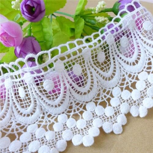 8cm Wide 5 Yards Ivory White Embroidery Cotton Eyelet Lace Trim Fabric Hollowed Out Cloth DIY Sewing Accessories