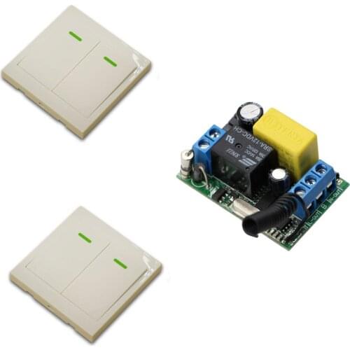 AC 220 V 1 CH Wireless Remote Control Switch System 2X (Wall Transmitter with 2 Button)+1 X Receiver Board 315/433Mhz For Choose