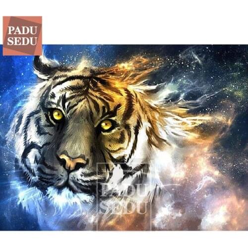 PADUSEDU 5D Diamond Painting Tiger Picture Of Rhinestones Diamond Mosaic Embroidery Animals Full Square Wall Decor Gifts For Men