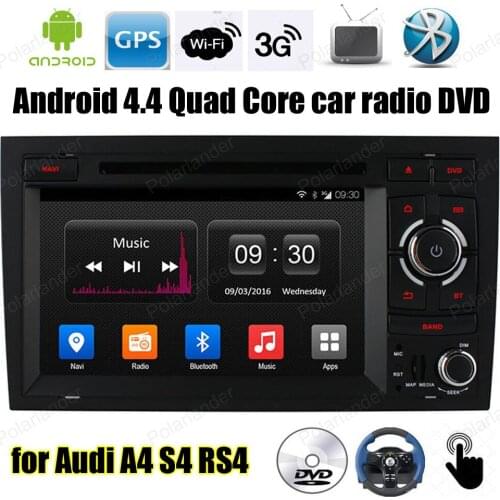 Android4.4 Car DVD FM AM radio Support BT GPS 3G WiFi OBDII DVR DAB+ RDS TPMS DVR rear camera For Audi A4 S4 RS4 stereo mp5