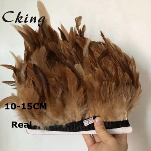 Free Shipping 10 meters Natural real conque Feather Trims 10-15cm Rooster Schlappen Hackle ribbons diy home sewing materials