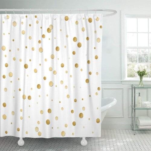Silver Gold Scattered Shiny Polka Dot Pattern Yellow Confetti Shower Curtain Waterproof Polyester Fabric 60 x 72 Inches