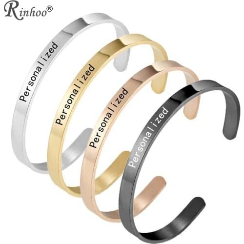1PC Personalized Engraved Custom Name Stainless Steel Bracelet Jewelry Name Words Letters Custom Bracelet & Bangle For Women men