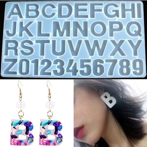 Alphabet Letter Number Decoration Craft Silicone Mold for DIY Earring Pendant Creative Keychain Molds Epoxy Resin Jewelry Mould