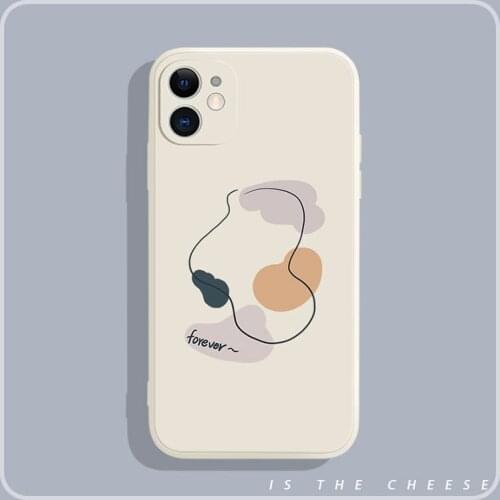 Retro line abstract doodle art Japanese Phone Case for apple iPhone 11 12 Pro Max Xr Xs Max 7 8 Plus 7Plus case Cute Soft Cover