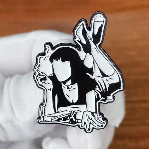 Pulp Fiction Mia Wallace Brooch Short black bob wig pin Hot Movie Characters Art Accessory