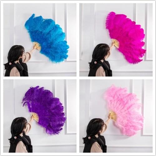 Ostrich Feather Fan Festival Party DIY Wedding Stage Decorative Bamboo Plumes Fan Celebration Performance Ornament 12 Shares
