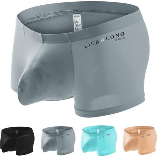 Mens Underwear Thin Ice Silk Men Boxer Briefs Soft Breathable Bulge Pouch Male Underpants Man Sexy Panties Shorts