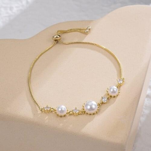 Dorado 2021 New Arrival Fashion Exquisite Zircon Simulated Pearl Bracelets & Bangles For Women Girl Boho Jewelry Christmas Gift