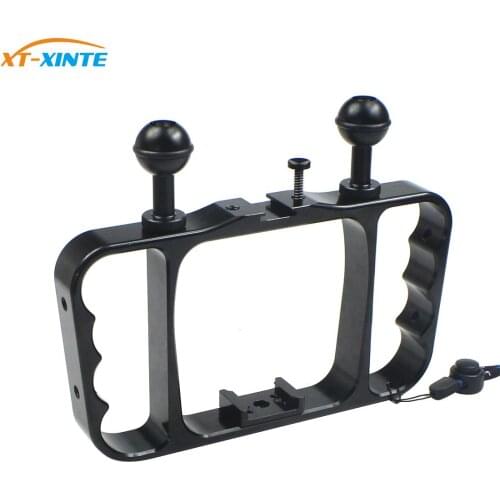 Dual Diving Bracket Handle Scuba Flash Light Mounting Frame Kit for Gopro Max SJCAM Sony Camera Camcorder Smartphone