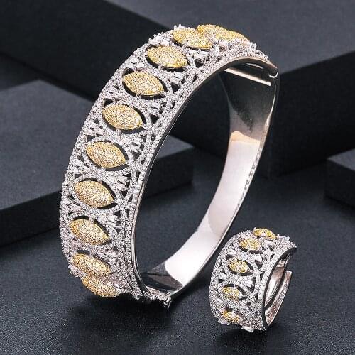 Janekell2y pcs Bridal Zirconia Full Jewelry Sets For Women Party, Luxury Dubai Nigeria CZ Crystal Wedding Jewelry Sets