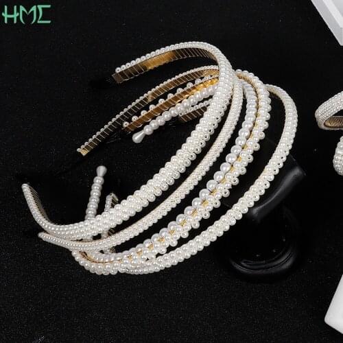 Korean Imitation Pearl Hair Band Head Wear Hoop Girls Hair Accessories Headband For Women Bridal Wedding Party Birthday Ornament