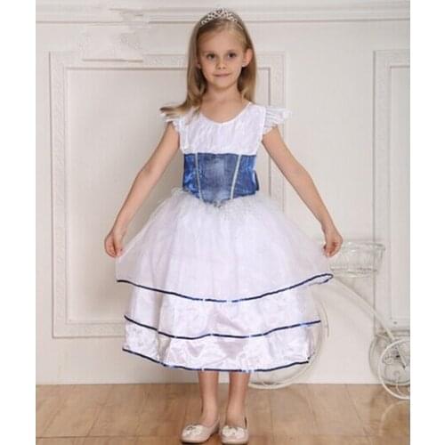 Girls costumes performance wear wedding dress for girls birthday gift dress white angel princess costumes fairy cosplay