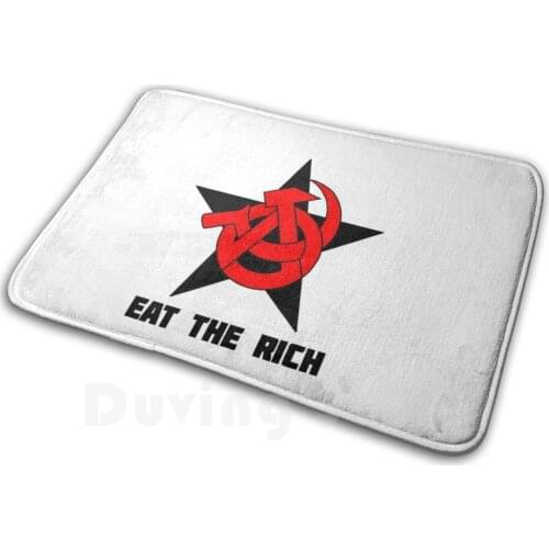 Eat The Rich Mat Rug Carpet Anti-Slip Floor Mats Bedroom Anarchist Communism Socialism Liberation Blackstar Black Star Anarcho